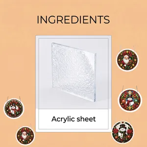 Detail showing textured acrylic sheet used for stained-glass style Christmas ornaments