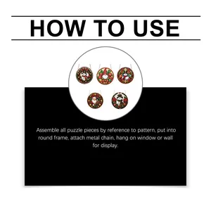 Instruction guide for DIY Christmas acrylic puzzle hanging ornaments with metal chain
