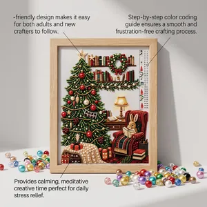 Detailed view of the 3D pearl diamond painting kit with instructional text for DIY lovers.