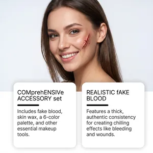 Kit de maquillage Halloween détaillé avec effet de faux sang et textes explicatifs