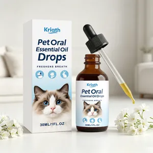 Détail des gouttes d'huile essentielle buccale Kriath pour animaux, haleine fraîche