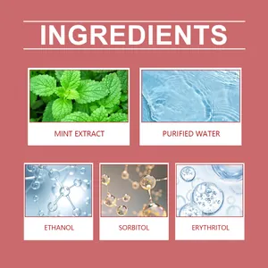 Detailed ingredient list for pet dog supplement showing mint extract and molecules