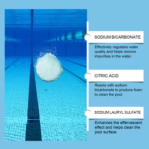 Pastilla efervescente de limpieza de piscinas con bicarbonato de sodio y ácido cítrico