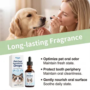 Détail des gouttes d'huile essentielle orale Kriath pour l'hygiène dentaire animale