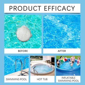 Eficacia de tabletas para piscina mostrando antes y después de la limpieza del agua