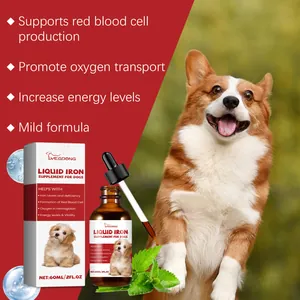 Detailed view showcasing benefits of Yegbong liquid iron supplement for pet dogs