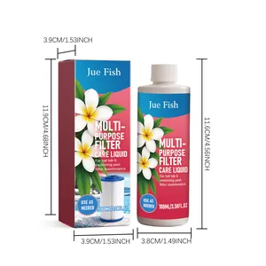 Maße der 100 ml Jue Fish Mehrzweck-Filterpflegeflüssigkeit für Pools.