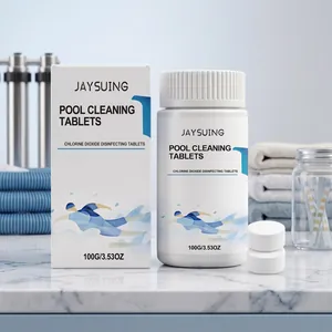 Detailansicht von Jaysuing Poolreinigungstabletten mit Chlordioxid in der 100g-Flasche