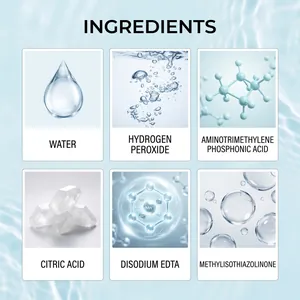 Detailed ingredient list for pool water cleaner featuring hydrogen peroxide and citric acid