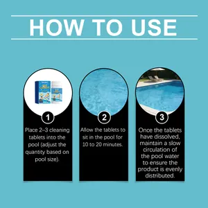 Guía de instrucciones paso a paso para usar tabletas de limpieza de piscinas correctamente.