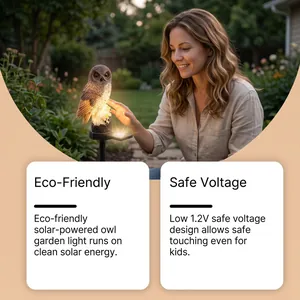 Eco-friendly solar powered owl garden light with safe 1.2V voltage for outdoor decor