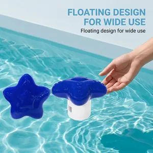 Dispensador químico flotante con forma de estrella azul para limpieza de piscinas