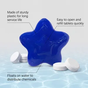 Dosificador flotante en forma de estrella azul de plástico resistente para piscinas