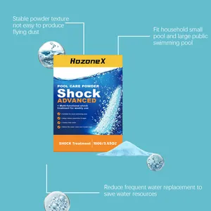HozoneX pool care shock powder for efficient pool cleaning and water treatment, 100g sachet.