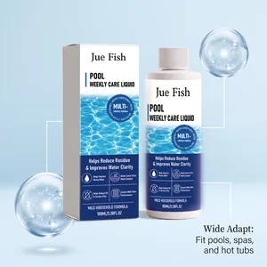 Jue Fish 100ml pool weekly care liquid for improving water clarity in spas and tubs.