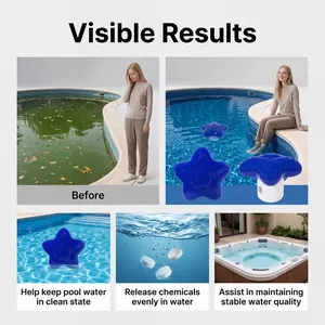 Comparación del dispensador químico de piscina estrella azul entre agua sucia y limpia