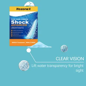 Close-up of pool care powder treatment enhancing water transparency