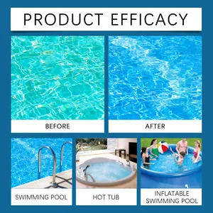 Comparación visual de la claridad del agua de la piscina antes y después de limpiar