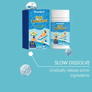 Pastillas de limpieza Hozonex para piscinas con fórmula de disolución lenta y duradera.