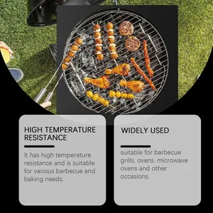 Detailed view of non-stick BBQ grill mat showing high temperature resistance.
