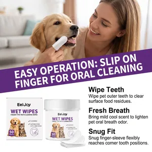 Vista dettagliata delle salviette dentali EelJoy per animali con guaina per dita