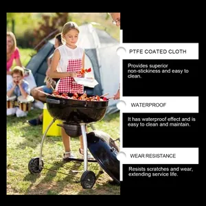 Detailed view of PTFE non-stick BBQ mat features including waterproof and wear resistance