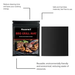 Detailed view of HOZONEX non-stick BBQ grill mat with packaging and texture