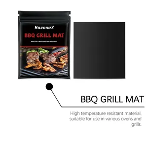 Non-stick heat resistant BBQ grill mat 33x40cm with HozonEx reusable packaging for ovens
