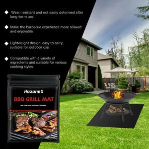 Detailed feature highlights of the non-stick heat-resistant black 33x40cm BBQ grill mat