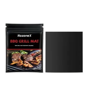 HozoneX non-stick and heat-resistant BBQ grill mat for outdoor cooking, size 33x40cm