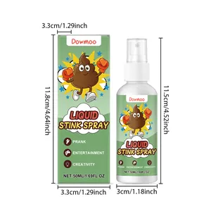 Detailed dimensions of DOWMOO 50ml Liquid Stink Spray for pranks and parties