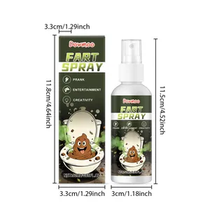 Prank fart spray with dimensions 11.5cm height and 50ml capacity shown in detail.