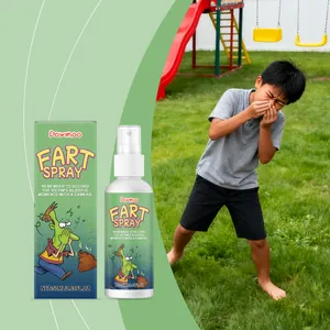 Dowmoo fart spray prank toy featuring 50ml bottle and funny cartoon box packaging design