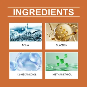 Graphic detail of prank spray ingredients: Aqua, Glycerin, and Methanethiol for realism.