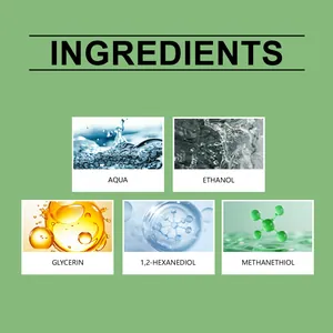 Detailed breakdown of prank fart spray ingredients featuring aqua ethanol and glycerin