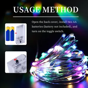 Guida all'uso per luci fatate a LED multicolore con istruzioni per box batterie