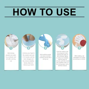 Illustrated step-by-step instructions for DIY hand mold kit using cloning powder