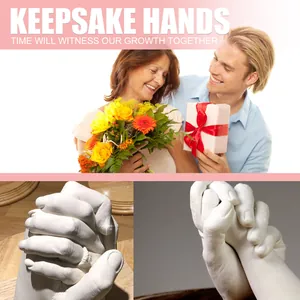 Detailed DIY 3D hand casting kit results showing realistic plaster hand mold textures