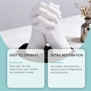 Detailed view of white DIY 3D hand mold sculpture showing fine textures and palm prints.