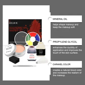 Professionelles EELHOE Halloween SFX Make-up-Set mit Narbenwachs, Blutgel und Latex