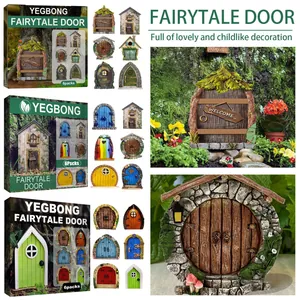 Set of 6 whimsical miniature fairytale doors for enchanting garden and tree decoration