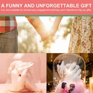 DIY 3D hand mold casting kit gift with LED light and glass dome for couples