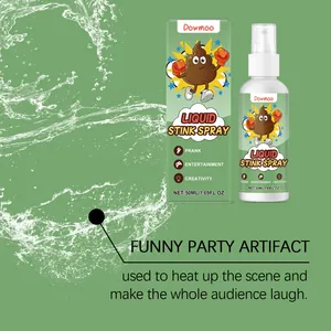 Dowmoo liquid stink spray 50ml bottle and packaging box for funny party pranks