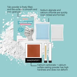 Detailed DIY hand mold keepsake plaster kit with casting powder and wood accessories