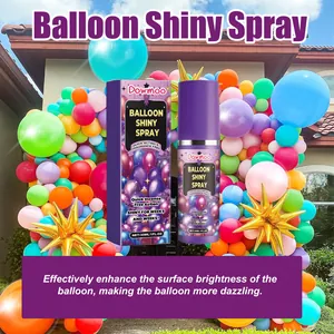 Ballon glansspray 30ml voor langdurige glans met kleurrijke ballonboog op de achtergrond