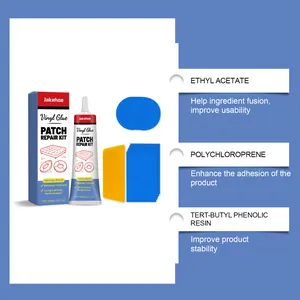 Detail of Jakehoe vinyl glue repair kit ingredients and features for mattresses