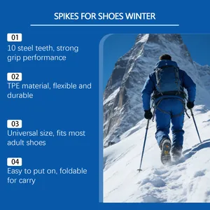 Detailed features of durable 10-teeth steel ice spikes for winter outdoor hiking