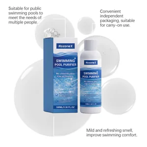 HozoneX 100ml purificador de piscina con caja y gotas de agua refrescantes fondo
