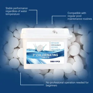 Professionele 3-inch chloortabletten voor zwembadonderhoud en waterzuivering in 5lbs emmer