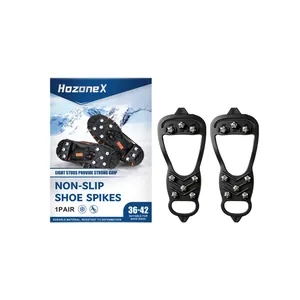 Outdoor Ice Cleats Anti-Slip Shoe Spikes Crampons PE Stainless Steel Gripper For Winter Walking Hiking Mountain Climbing Professional Traction Cleats
